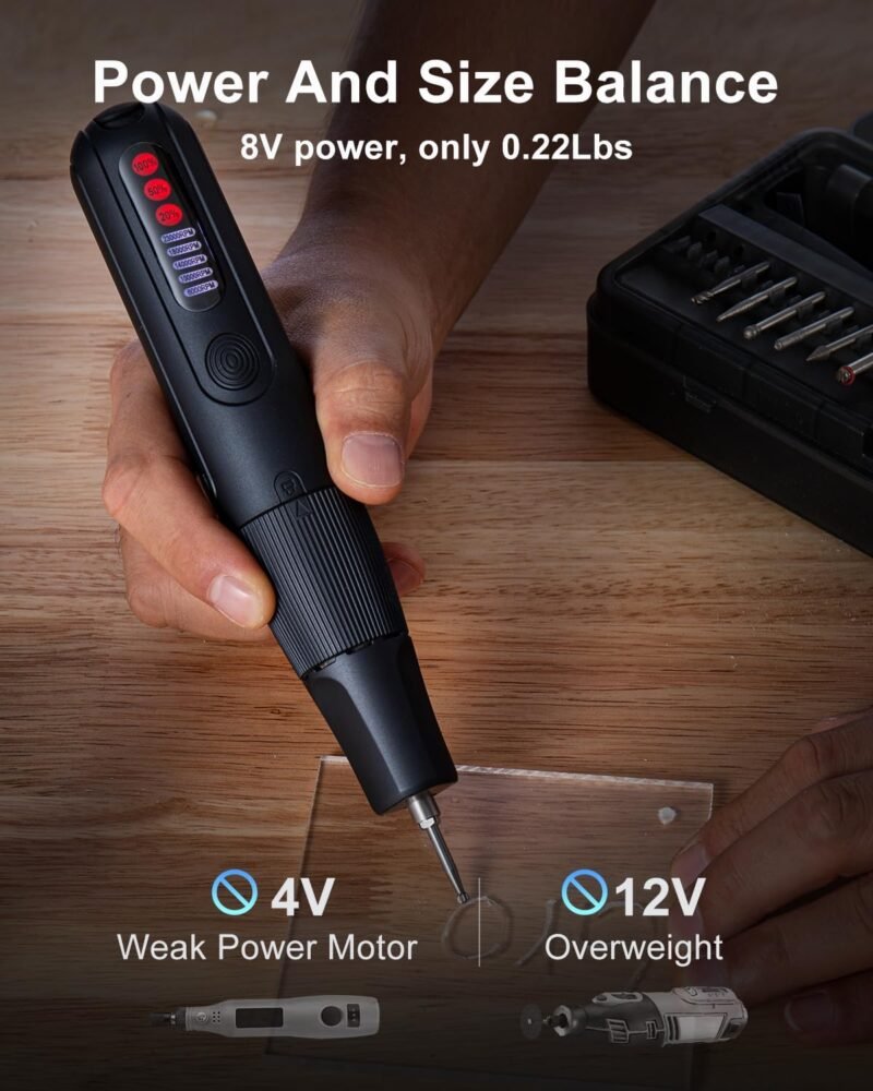 8V Mini Brushless Rotary Tool Kit, 5 Speeds, 117-Piece - Image 3