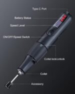 8V Mini Brushless Rotary Tool Kit, 5 Speeds, 117-Piece - Image 7
