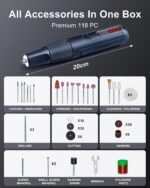 8V Mini Brushless Rotary Tool Kit, 5 Speeds, 117-Piece - Image 8