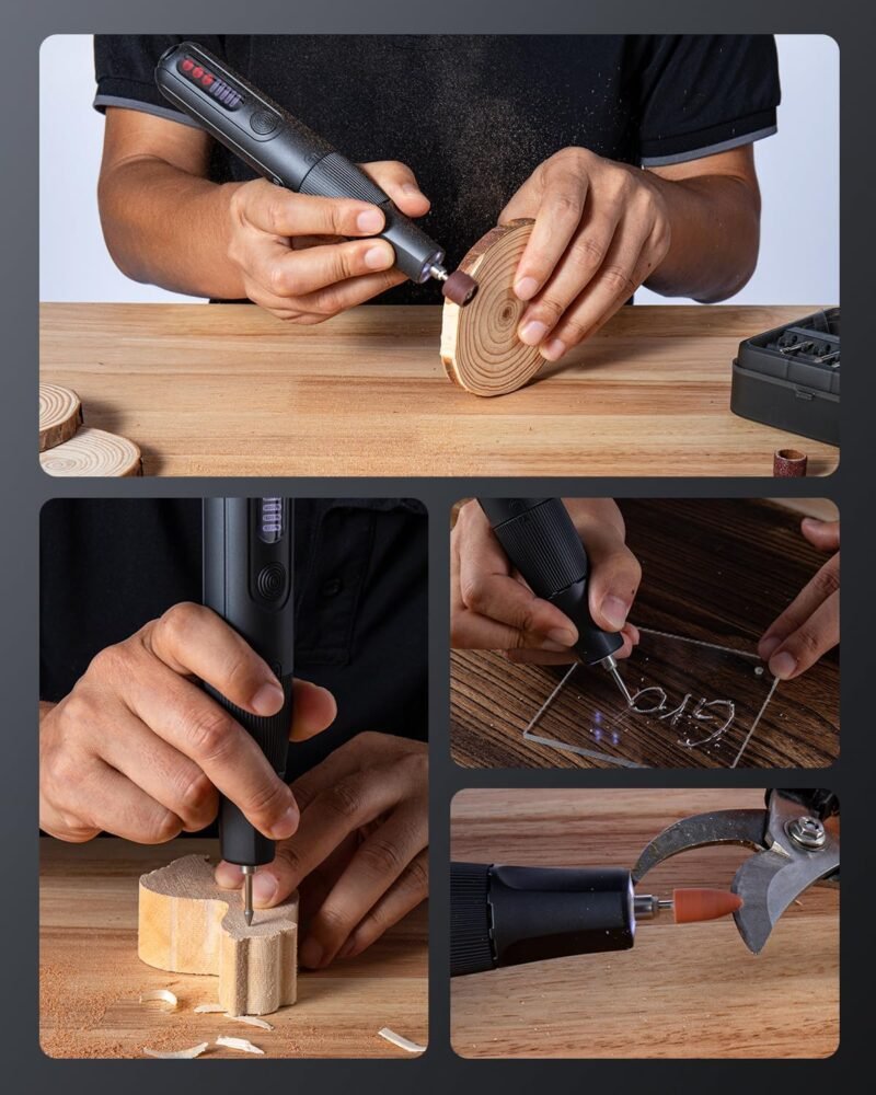 8V Mini Brushless Rotary Tool Kit, 5 Speeds, 117-Piece - Image 9