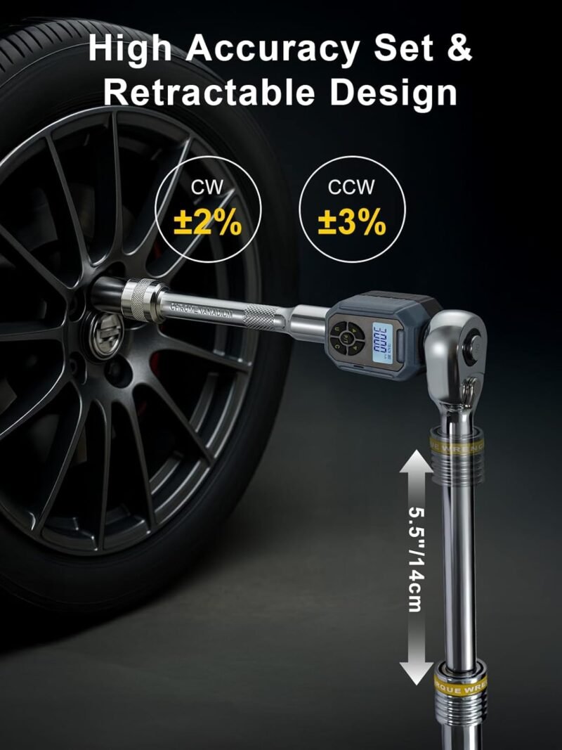 Digital Torque Wrench 10–340 Nm (7.3–250.8 ft-lb) + Adapter - Image 4