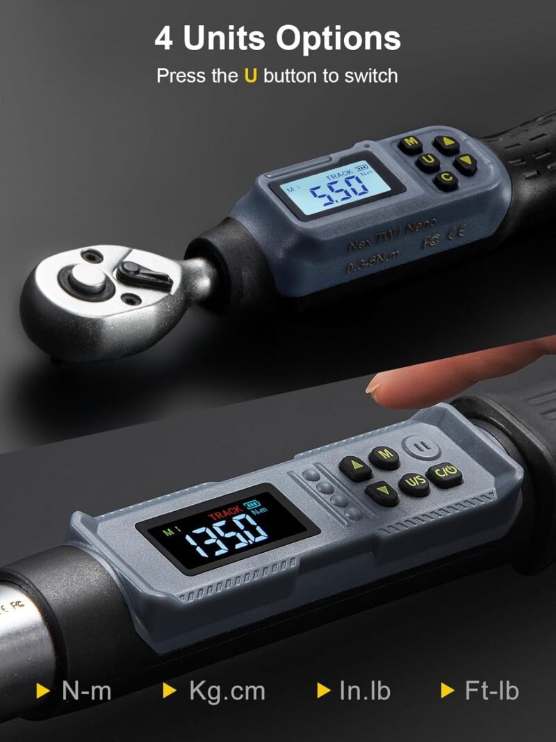 Digital Torque Wrench Combo 1/4" 1.5–30Nm + 3/8" 6.8–135Nm - Image 4